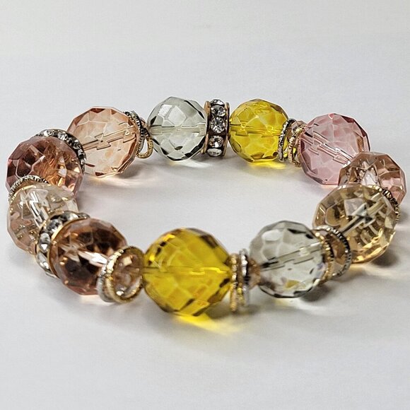 Multicolored Crystal Beaded Stretch Bracelet - Picture 1 of 10